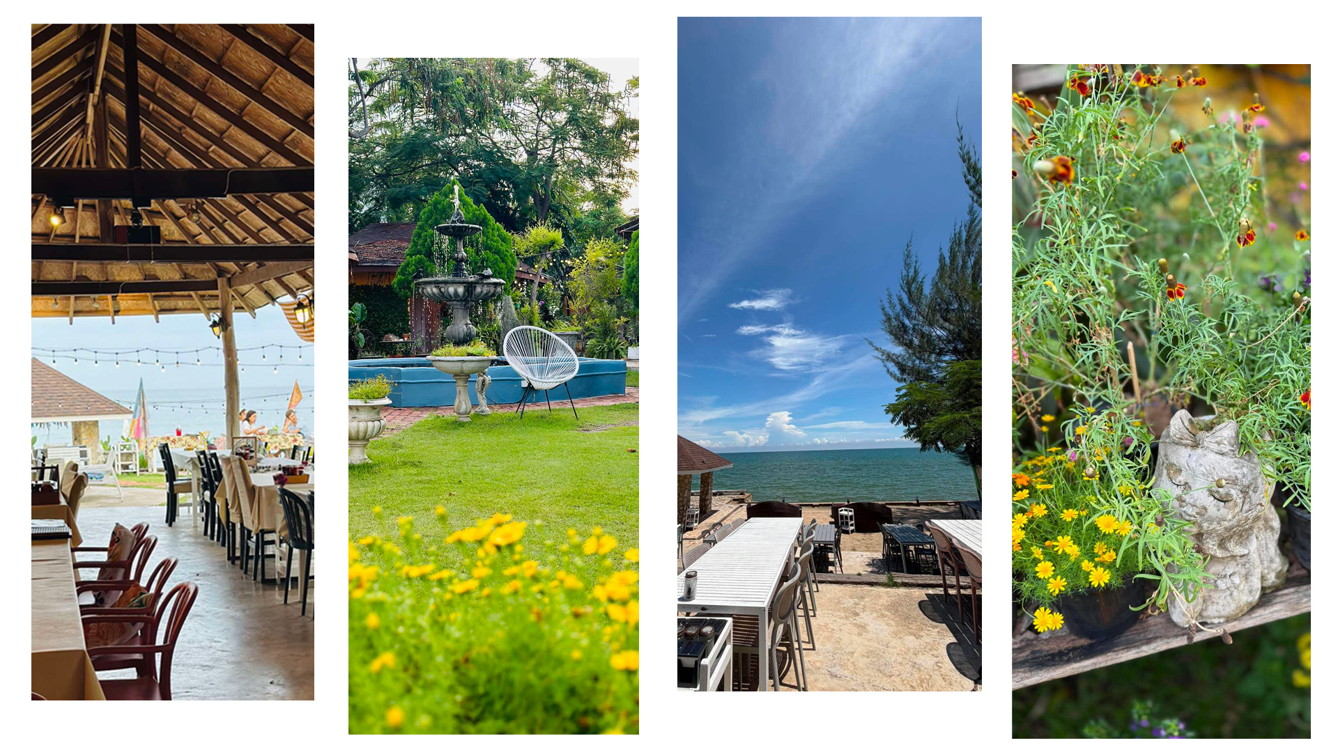 Laciana By The Sea beachfront garden terrace with sea view, outdoor dining and tropical garden, Hua Hin Soi 3